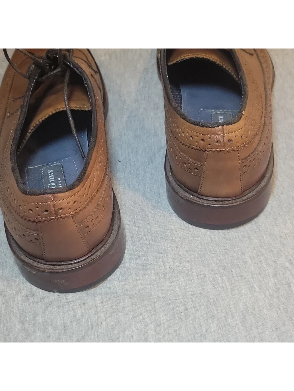 Aston Grey Lovorwen Brown Leather Wingtip Brogue Lace-Up Oxford Dress Shoes 10